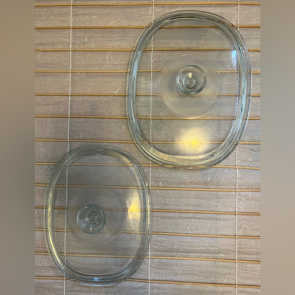 Pyrex Corningware 2 Glass Lids Oval Replacement Pyrex 12F12C & 28 DC1.5C Bundle